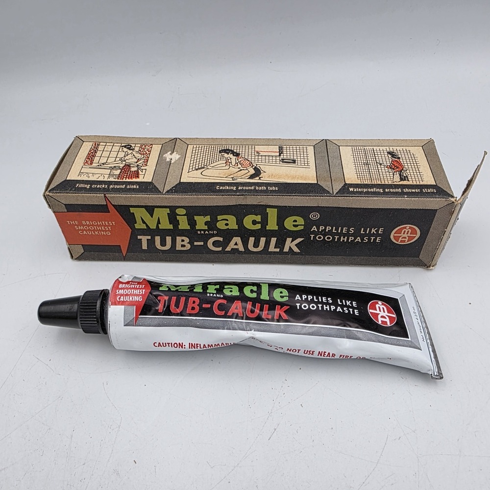Vintage Tube Of Miracle Brand Tub Caulk With Box Full Tube